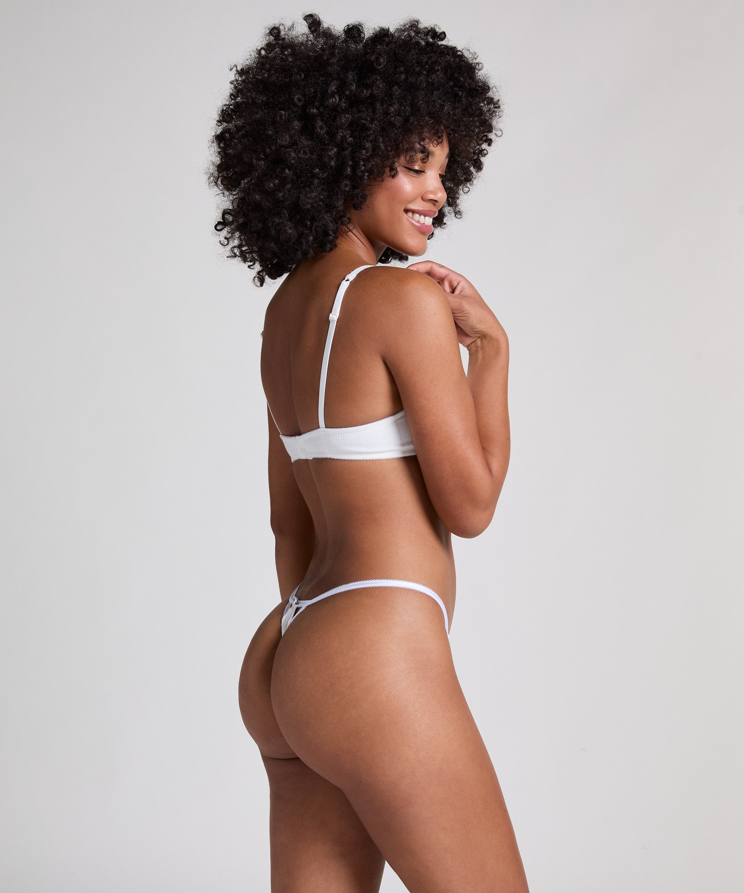 Pointelle Thong, White, main