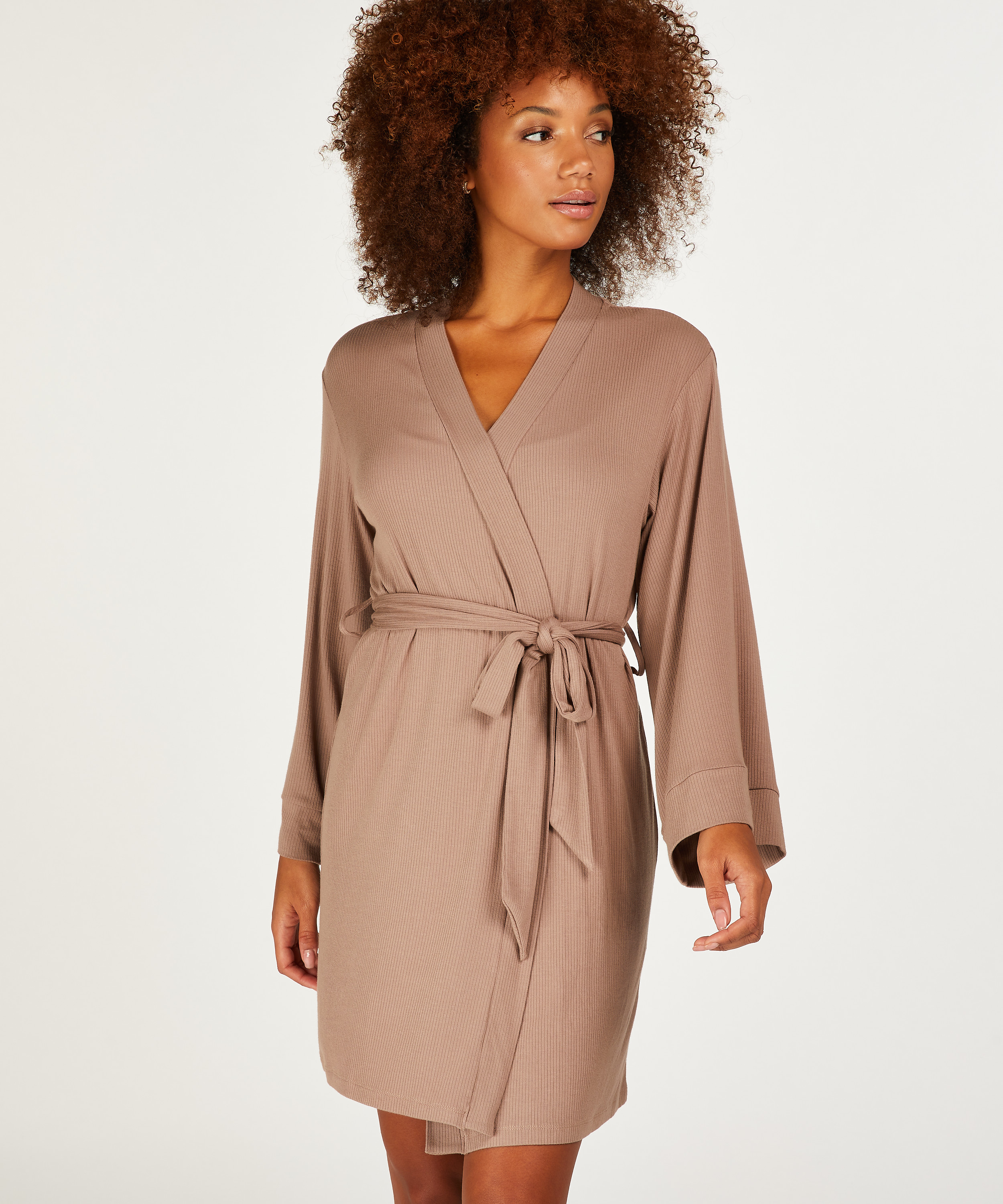 Rib Kimono, Brown, main