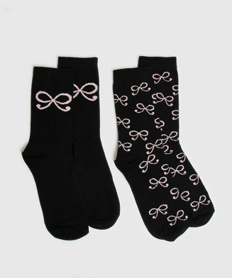 2 Pairs Cotton Socks, Black