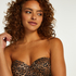 Padded strapless Leopard bikini top, Brown
