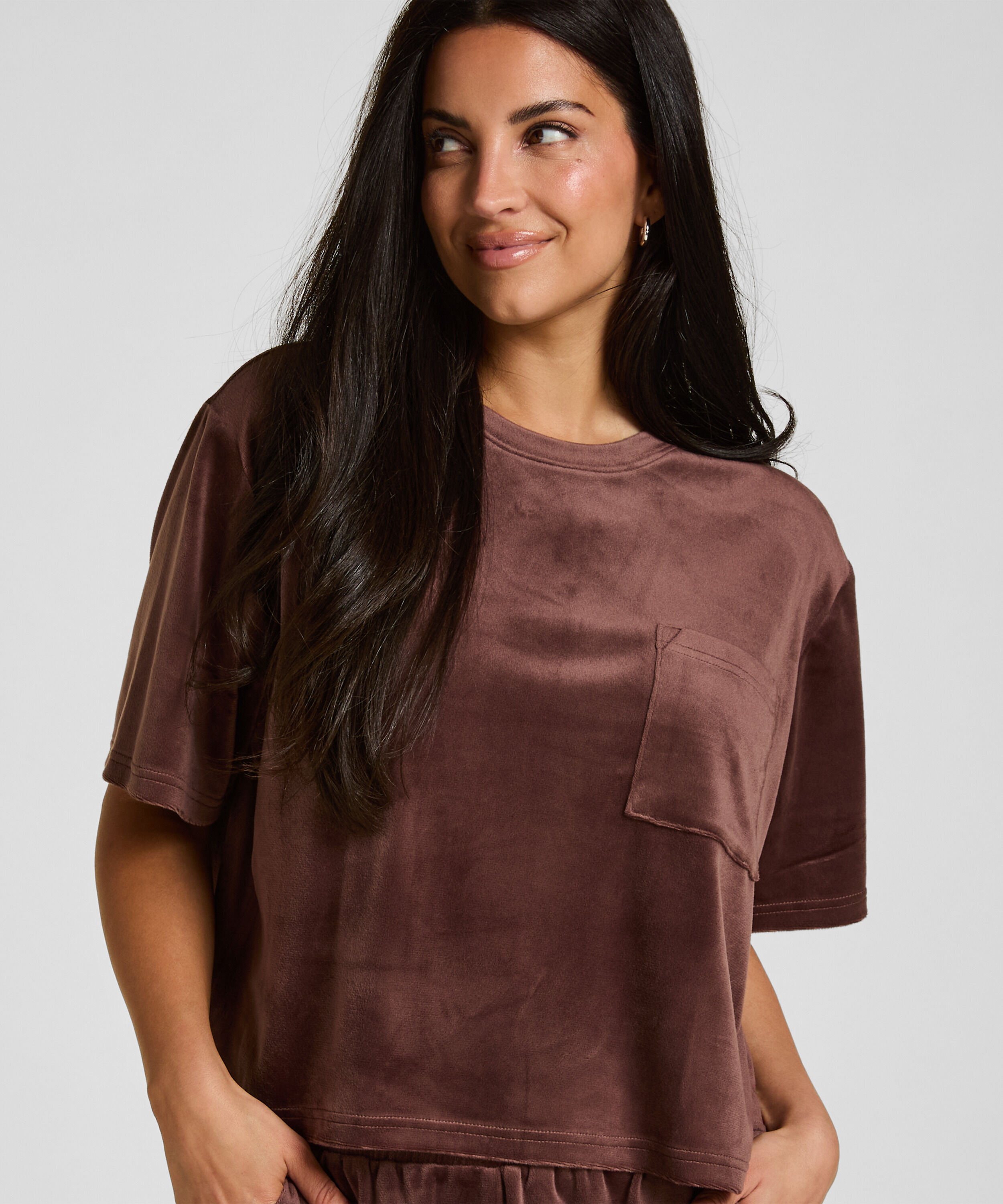 Top Velours Pocket, Green