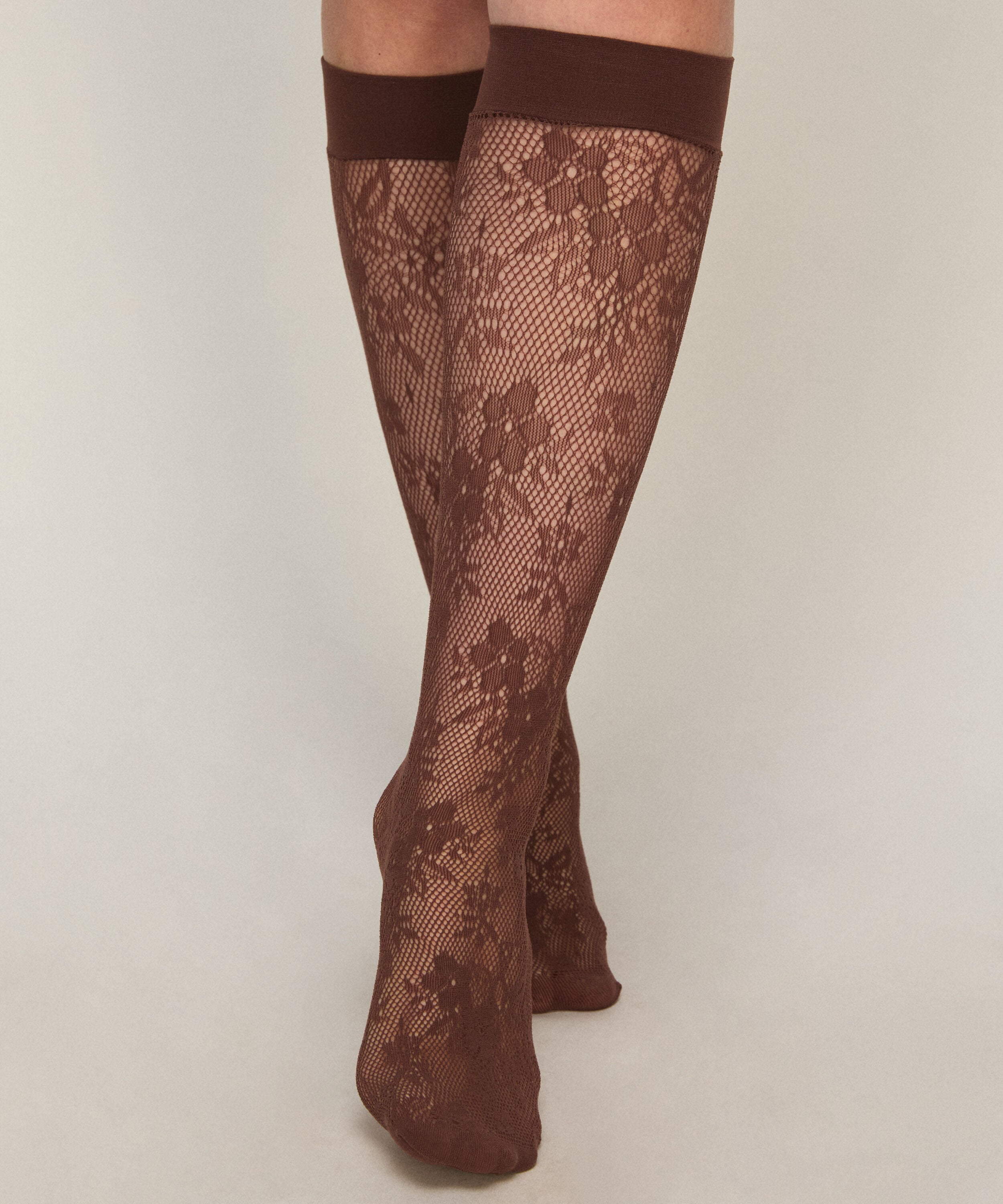 Sheer Socks Lace Fishnet, Brown Sheer Socks Lace Fishnet, Brown