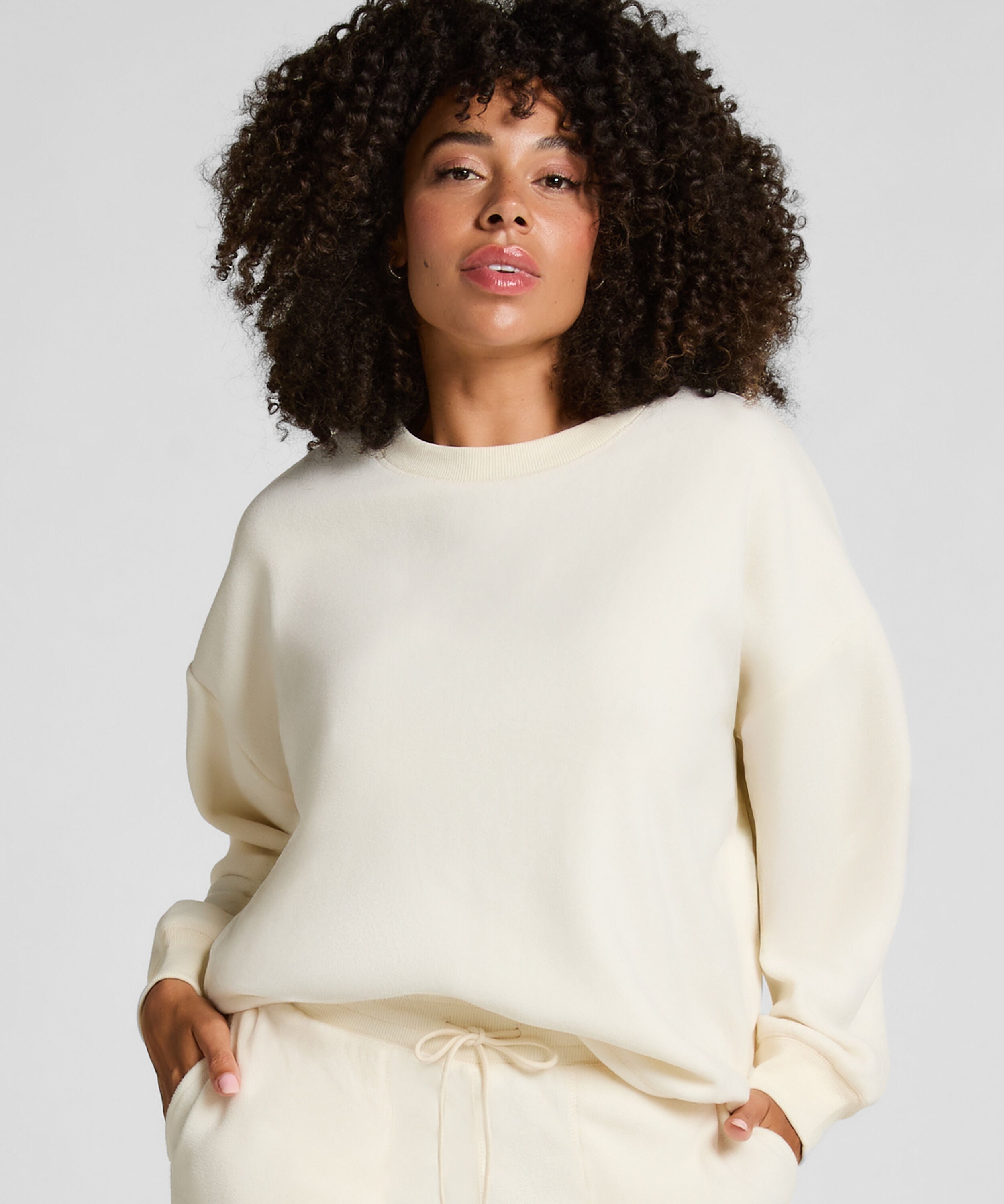 Top Sporty Fleece, White Top Sporty Fleece, White