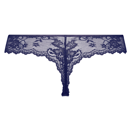 Lace Back Invisible Thong, Blue
