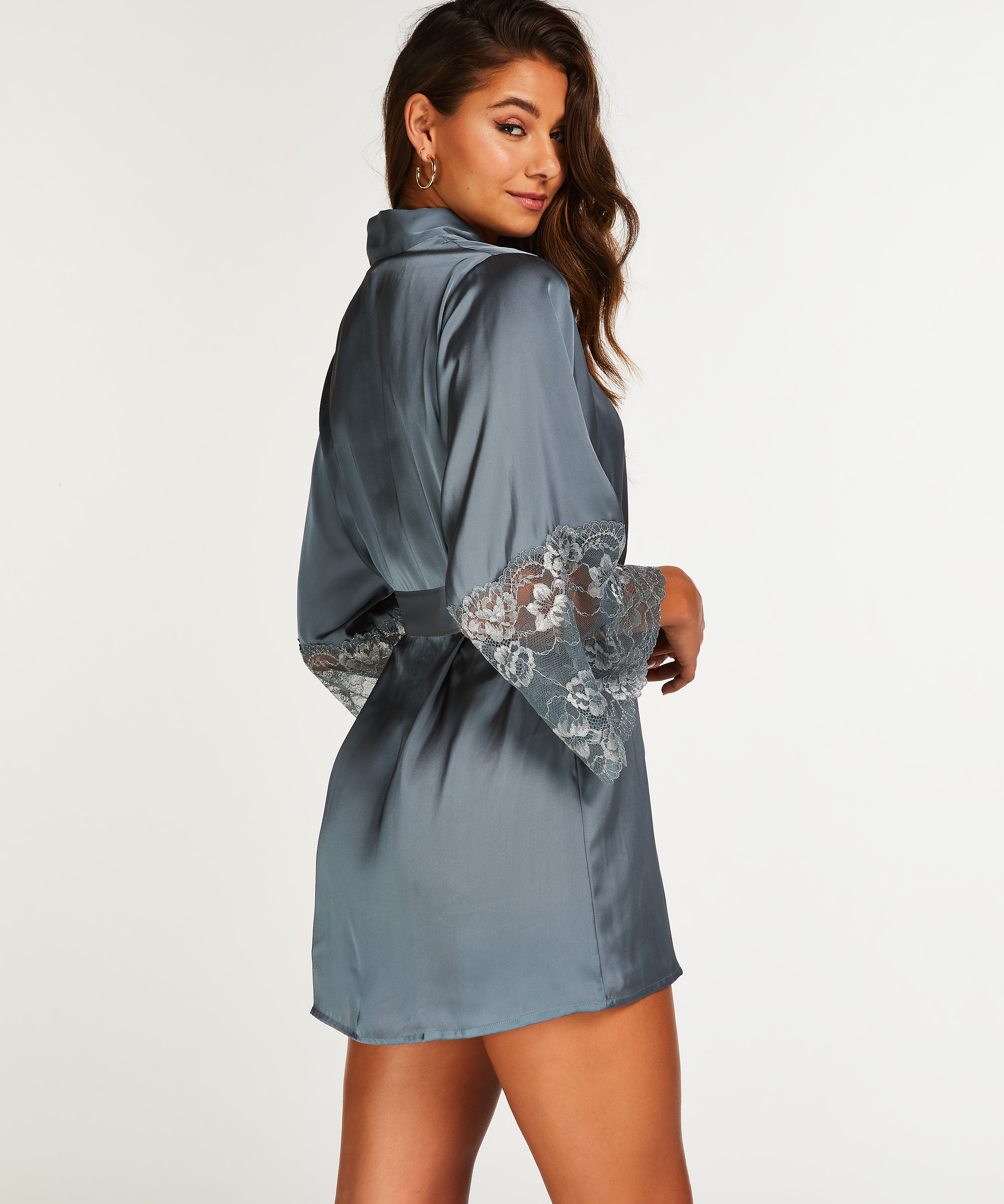 Satin Kimono, Blue, main