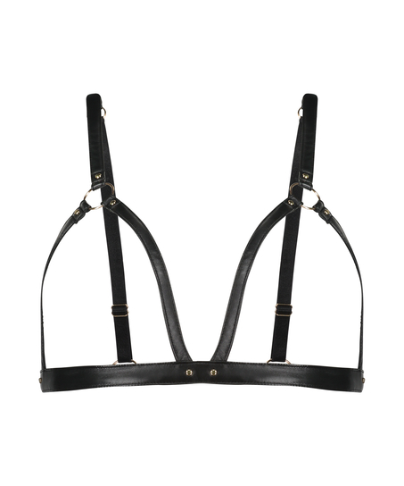 Faux Leather Bralette, Black