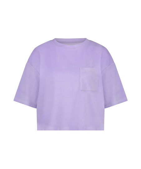 Short-sleeve velours top, Purple