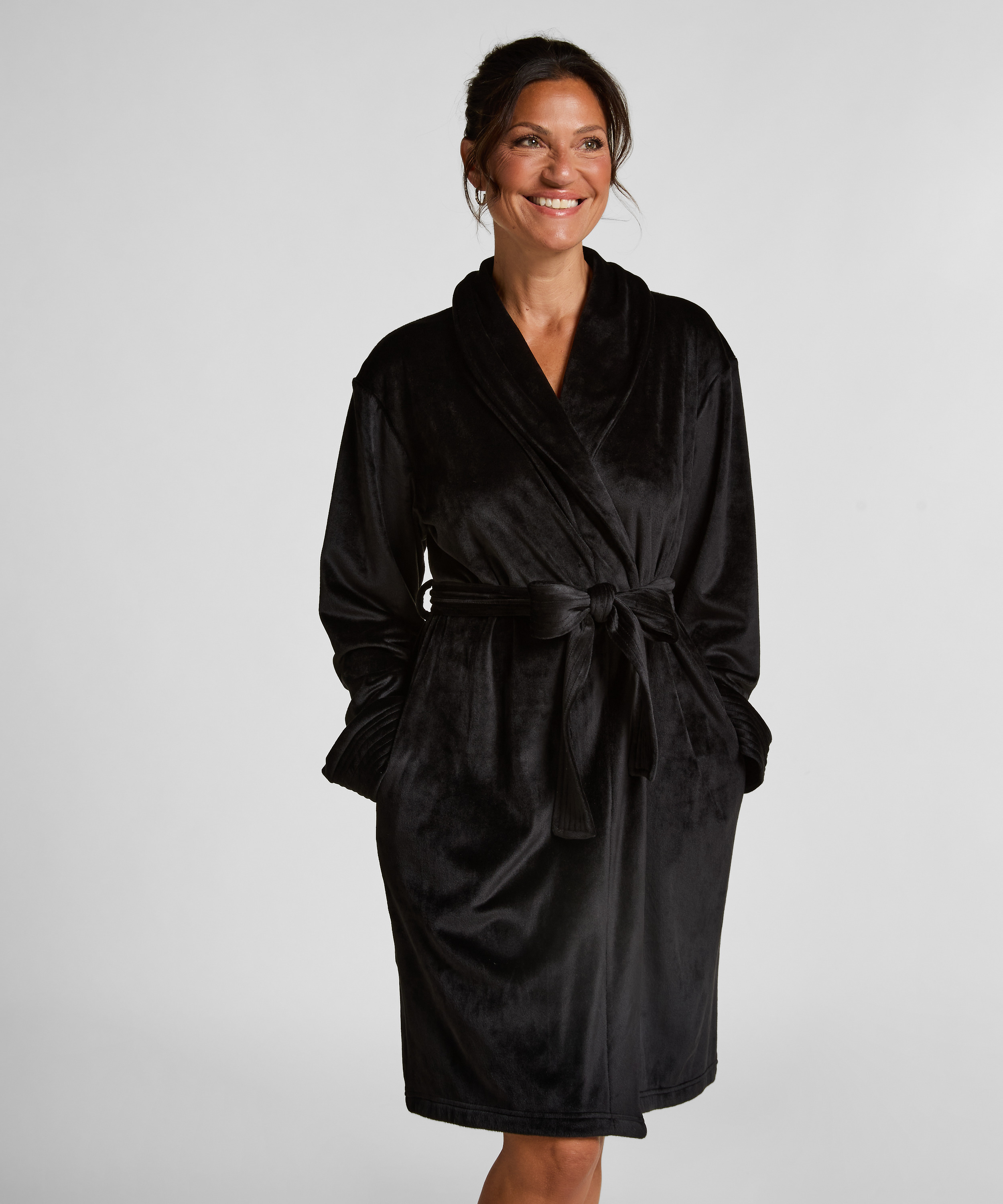 Velours Bathrobe, Black, main