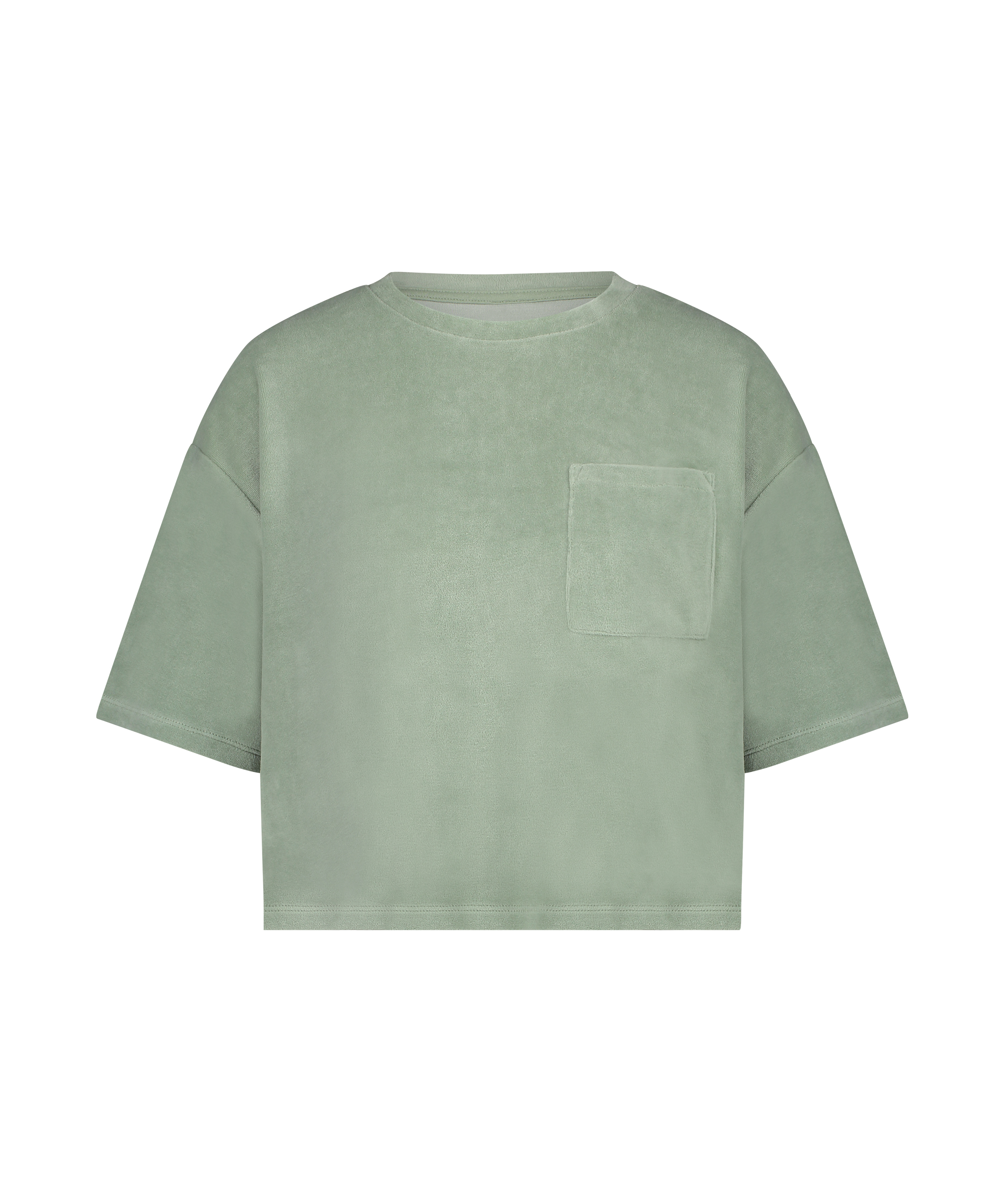 Short-sleeve velours top, Green, main