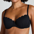 Scallop Padded Underwired Bikini Top, Black