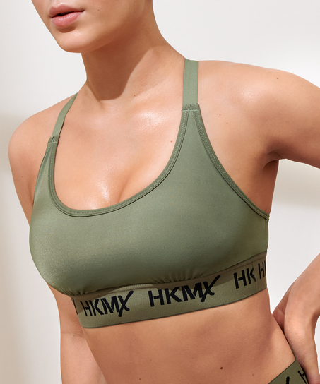 HKMX The Crop Logo Sports Bra Level 1, Green