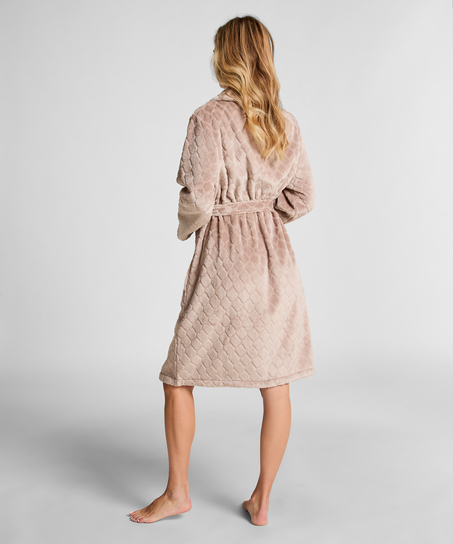 Fleece Bathrobe, Beige