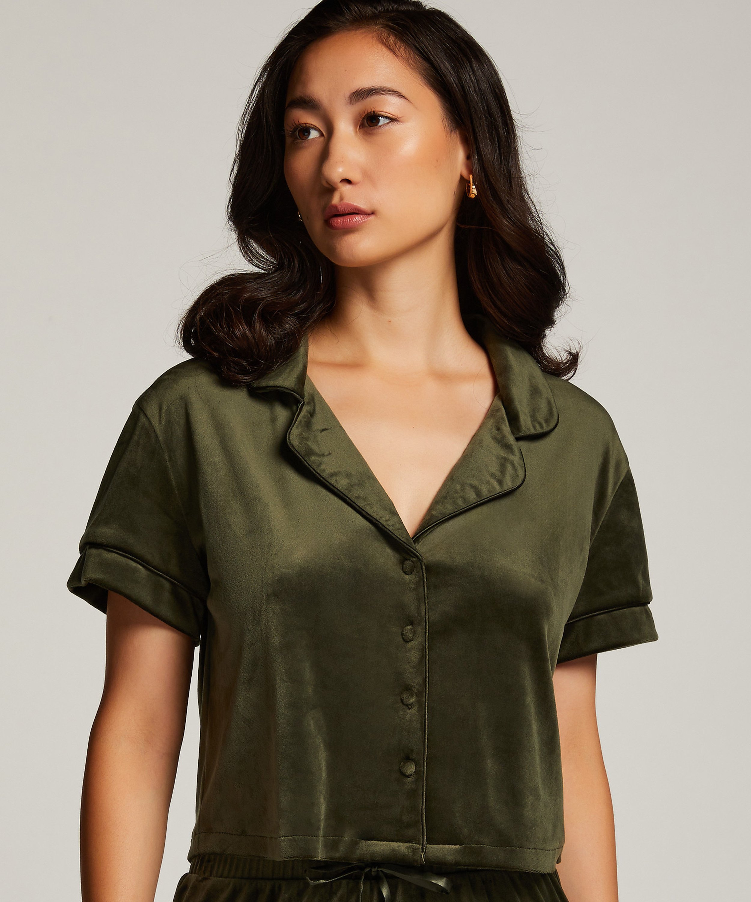 Short Sleeve Velour Jacket, Green, main