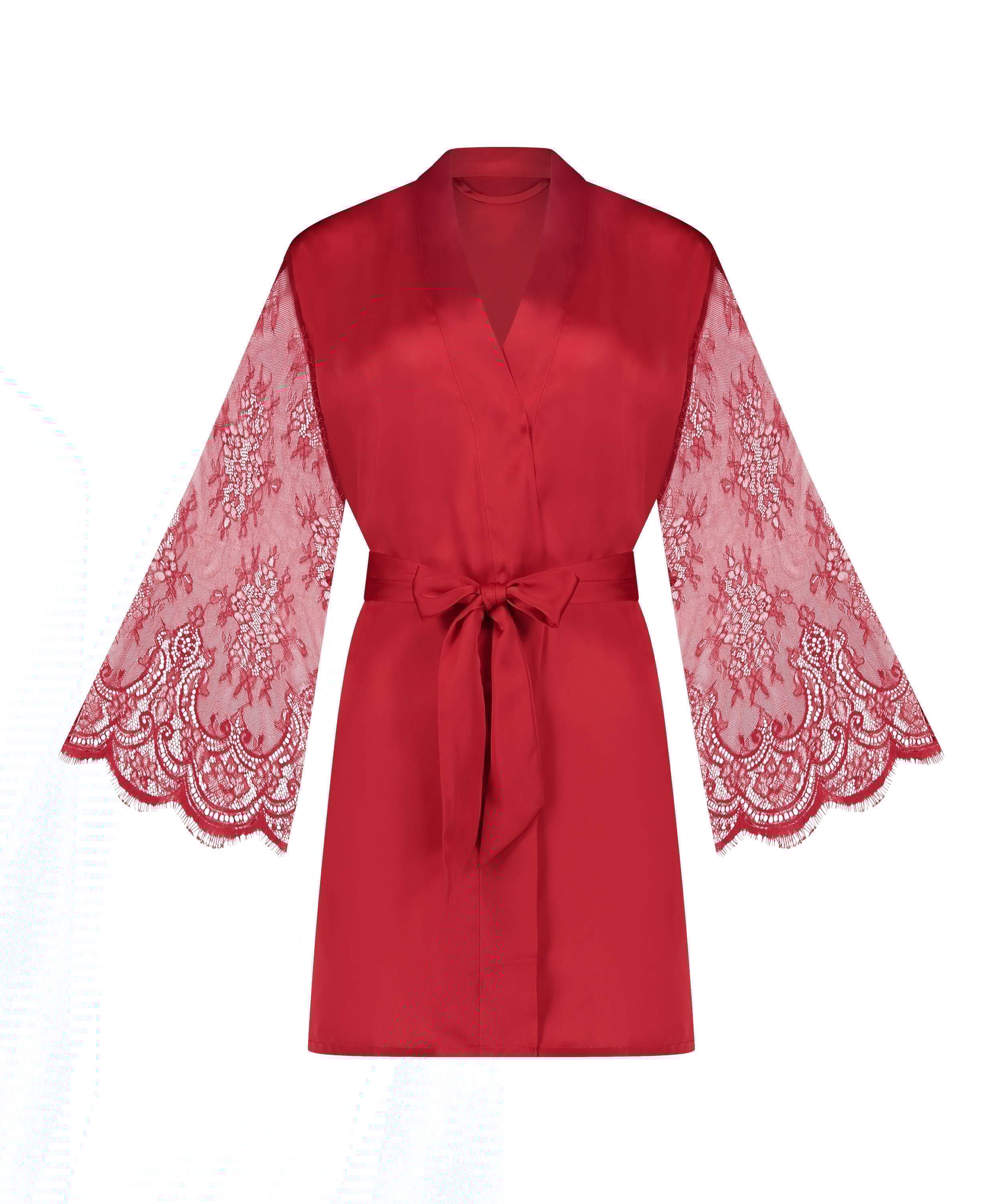 Satin Lace Kimono, Red, main