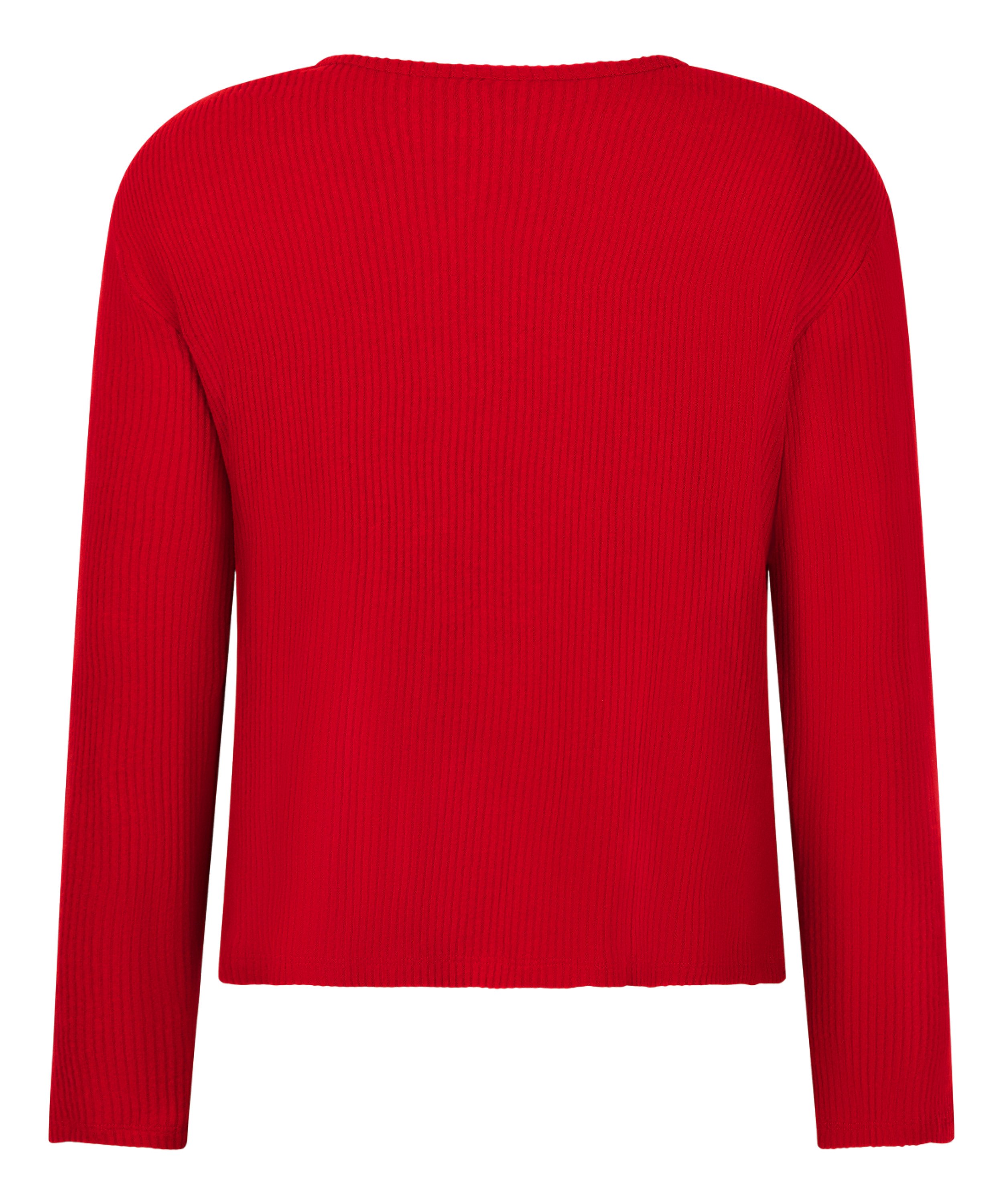 Jersey Long-Sleeved Pyjama Top, Red, main