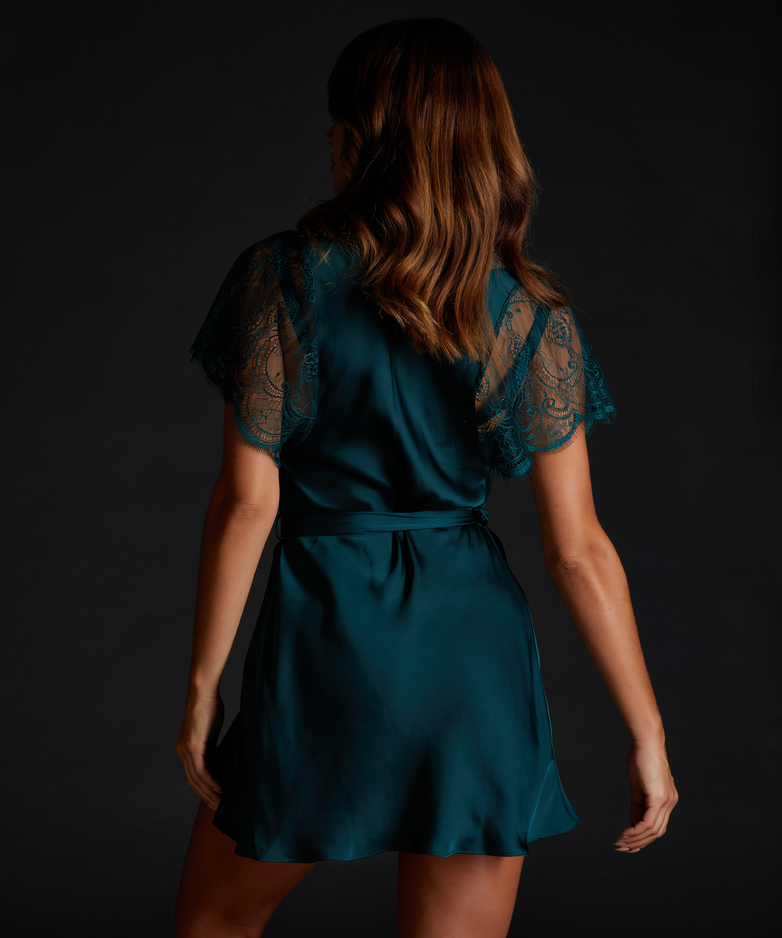 Coco satin kimono, Green, main