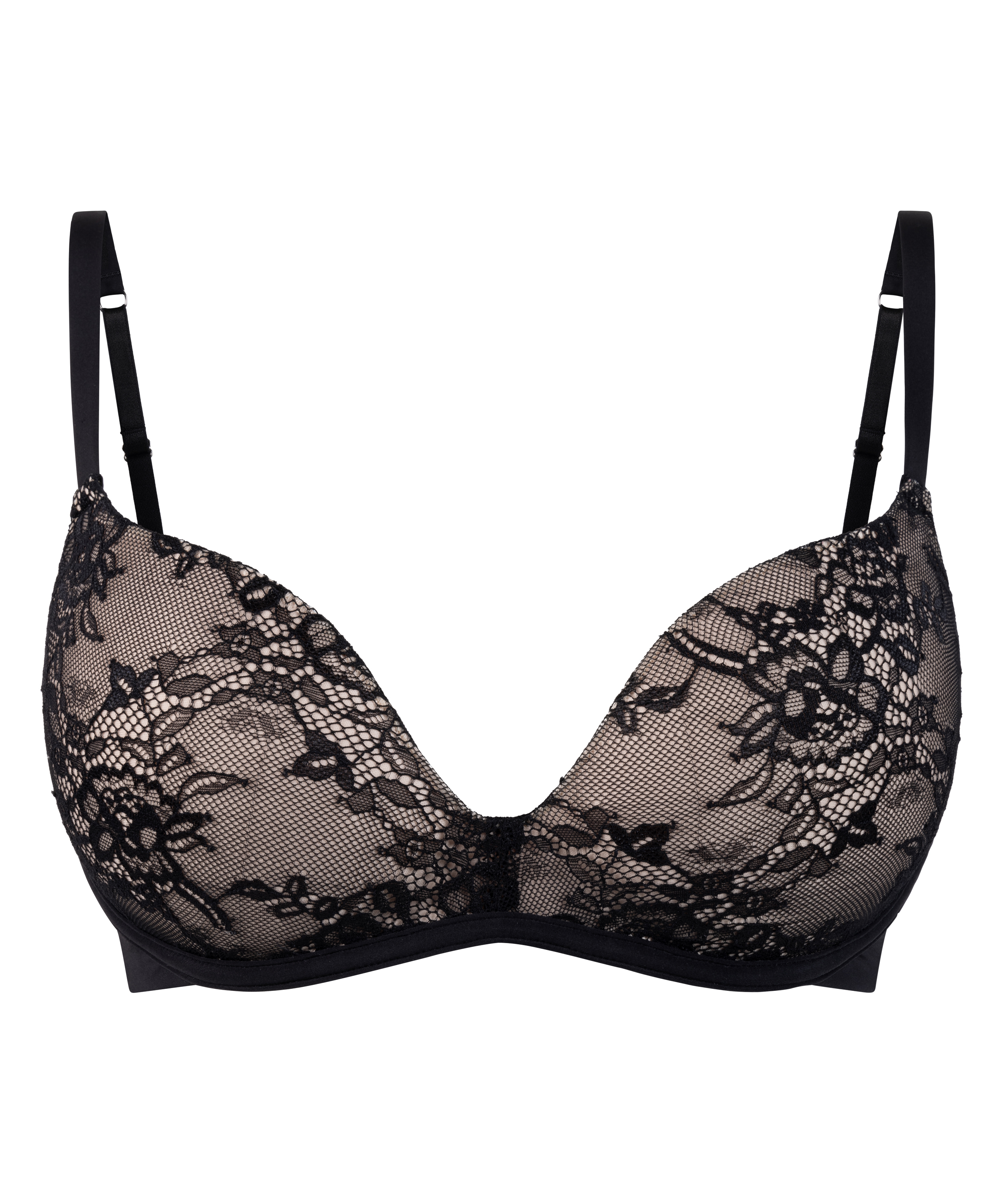 Lea Lace Padded Non-Wired Bra, Black, main