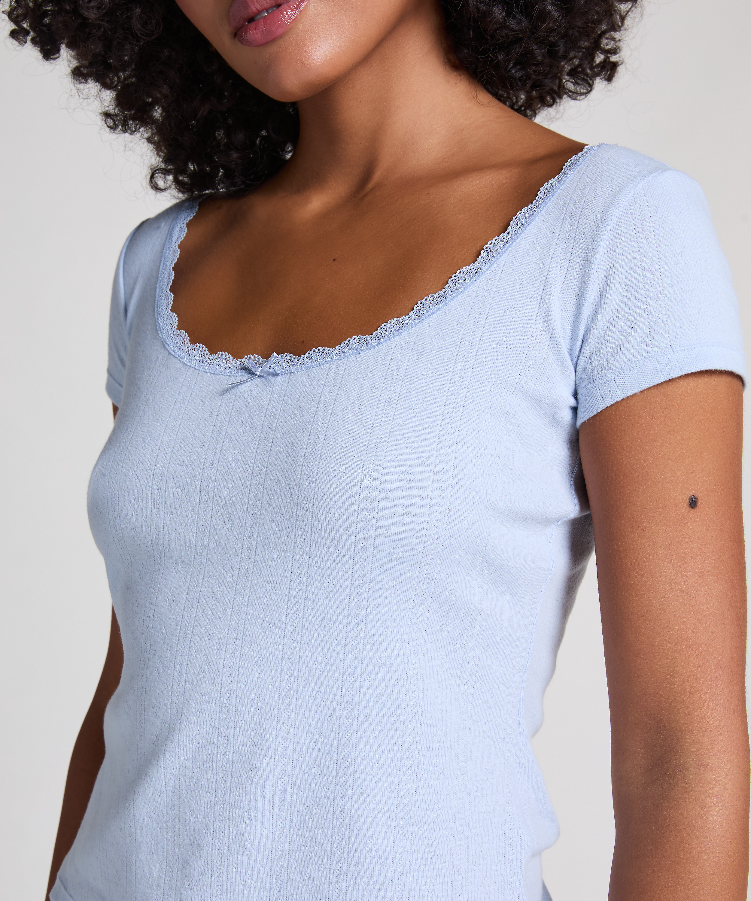 Pointelle Top, Blue, main