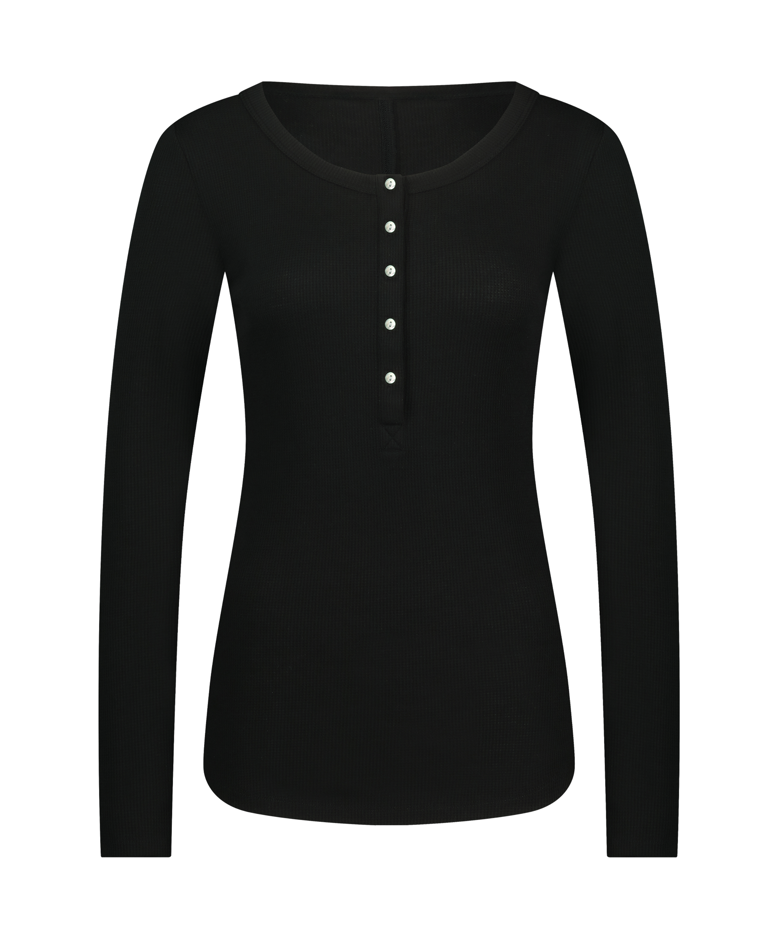 Long-Sleeved Pyjama Top, Black, main