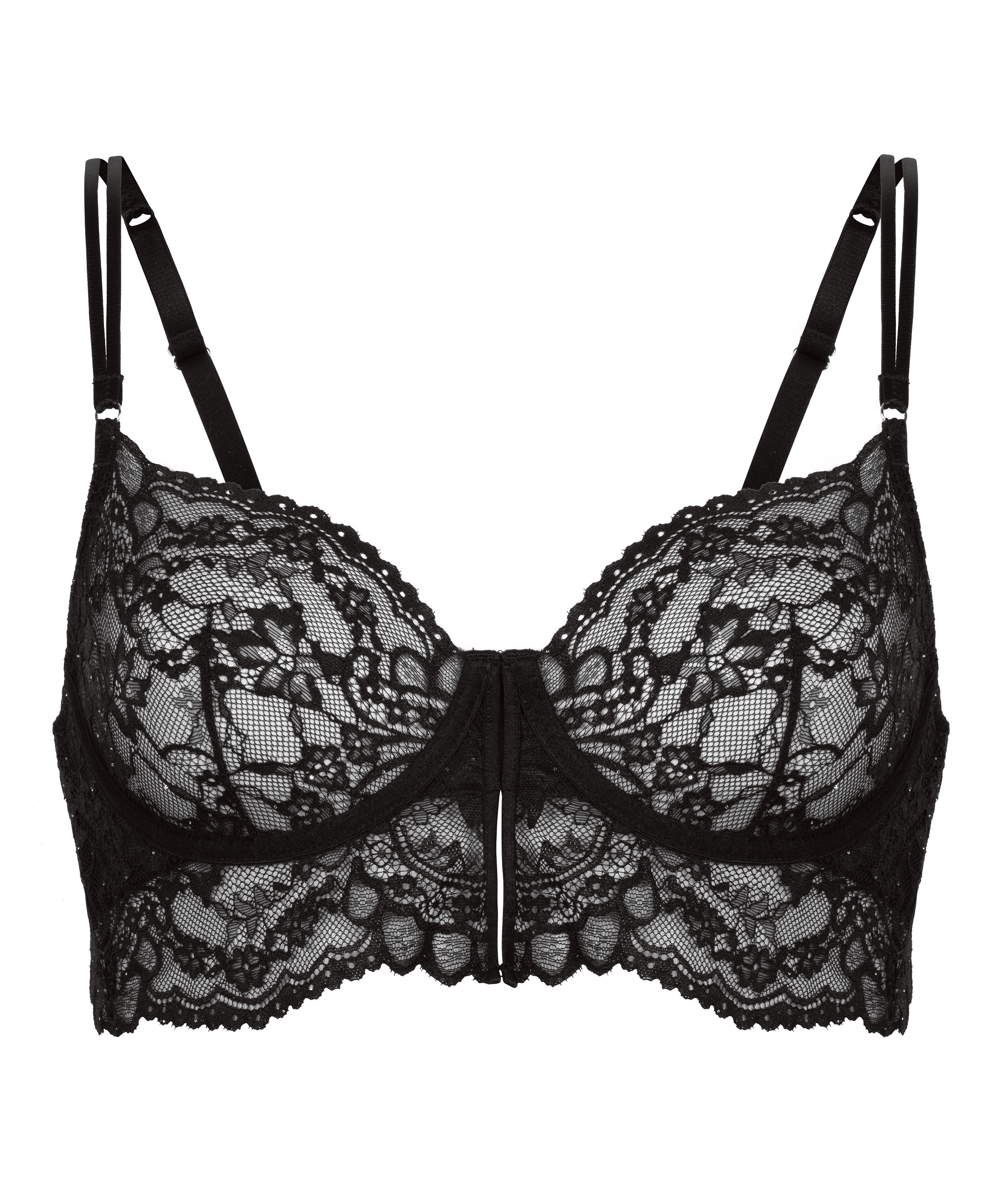 Sabrina Non-Padded Underwired Longline Bra, Black, main