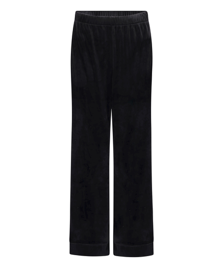Velvet Pyjama Pants, Black