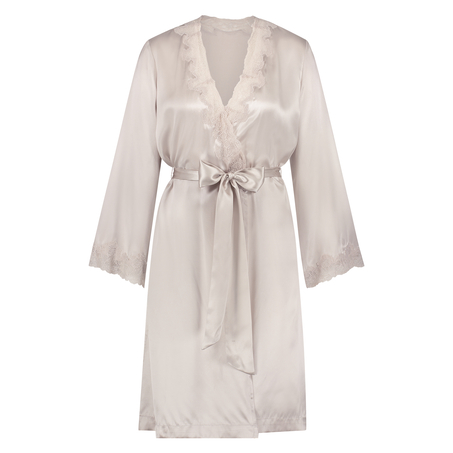 Silk lace trim kimono, Pink