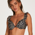 Zebra Padded Underwired Bikini Top, Brown