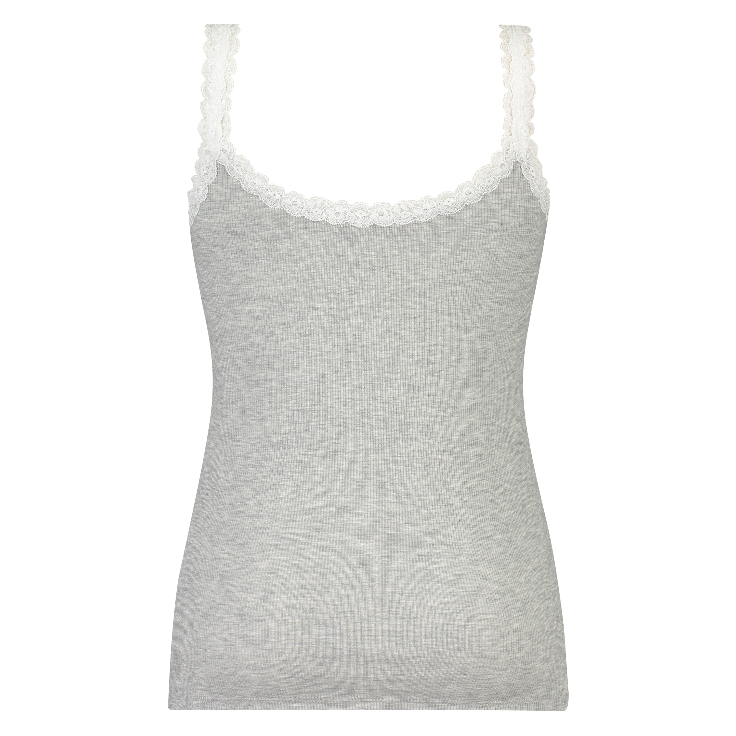 Singlet top cami rib lace, Grey, main