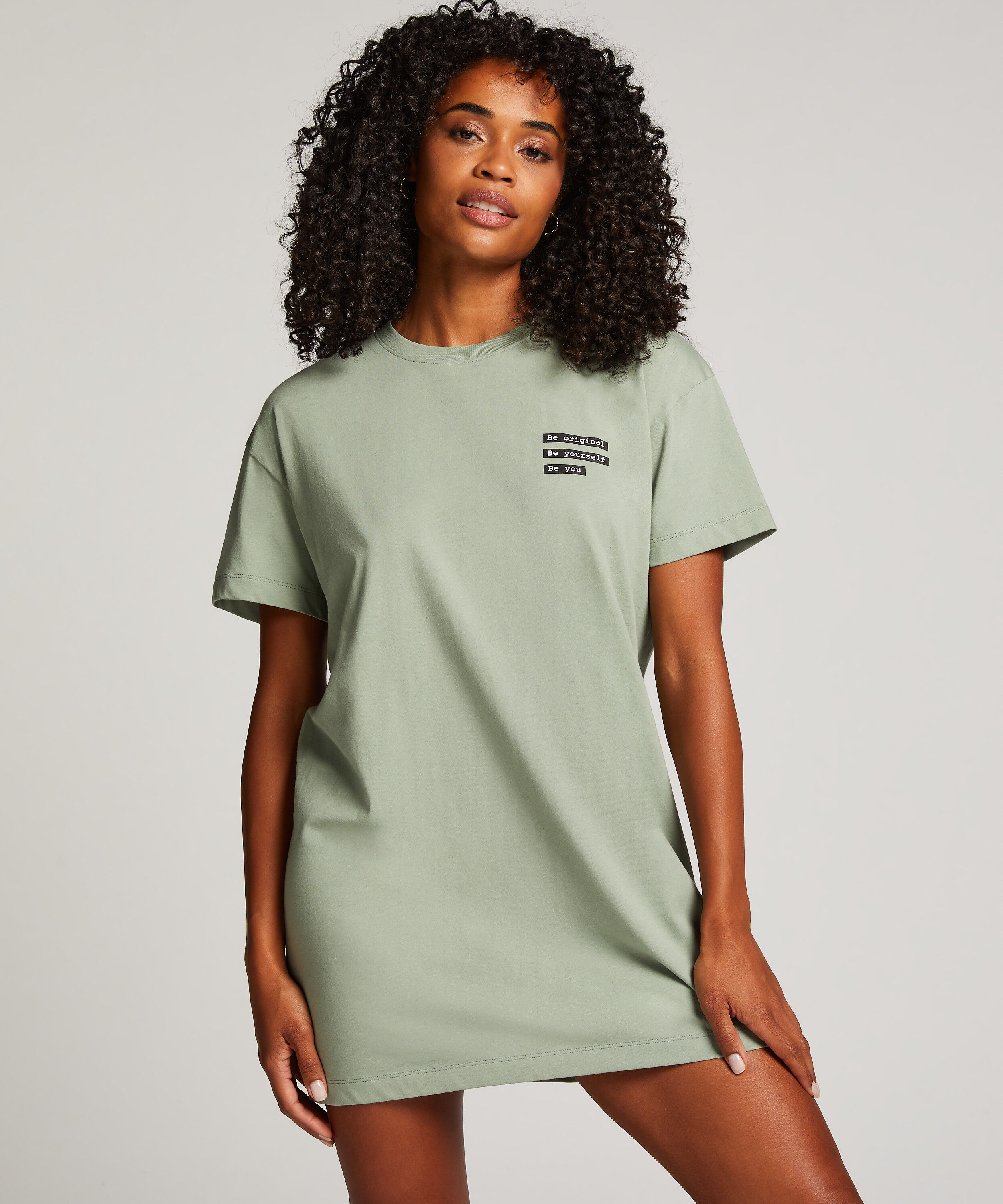 Round Neck Nightshirt, Green Round Neck Nightshirt, Green