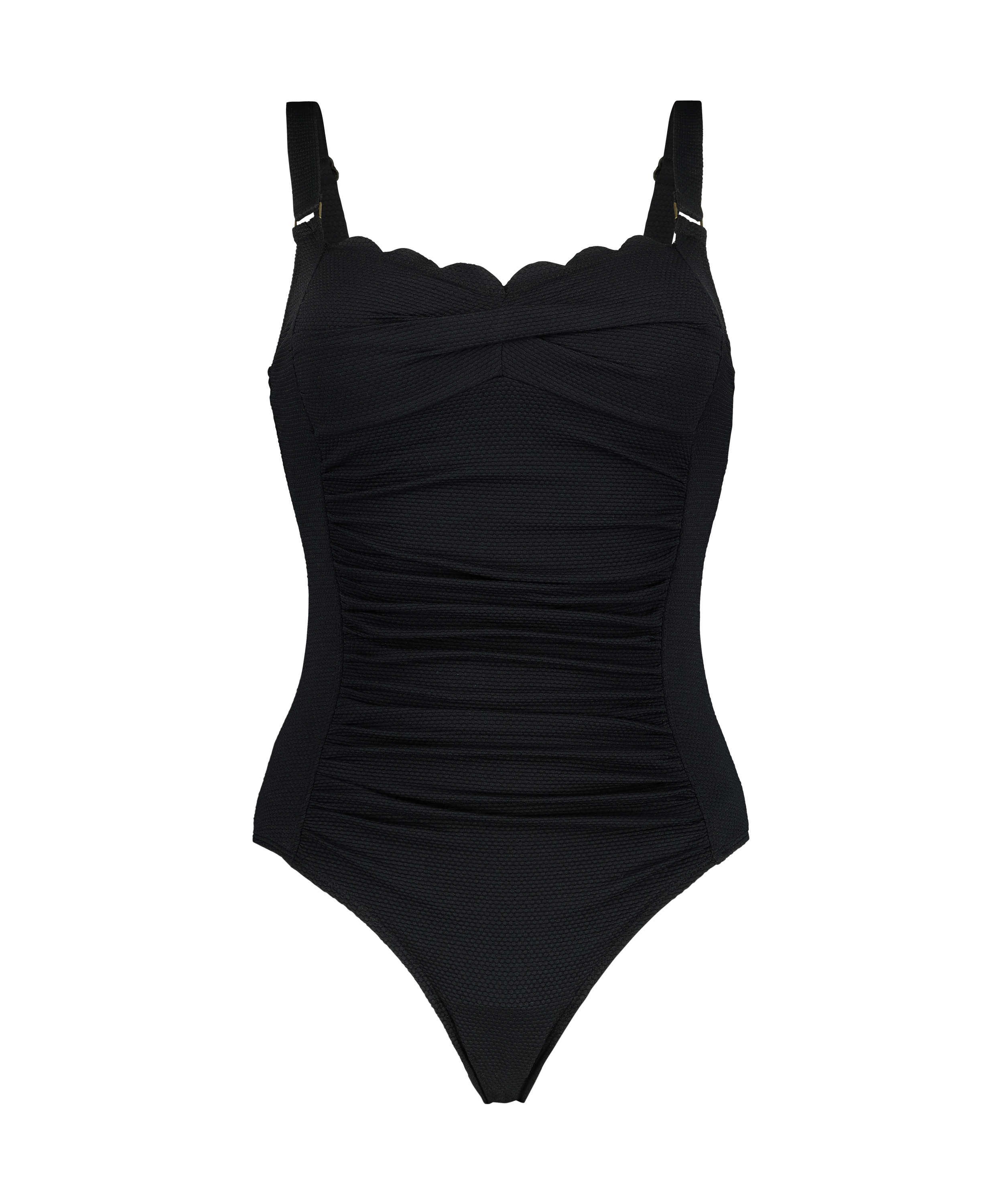 Scallop swimsuit, Black, main