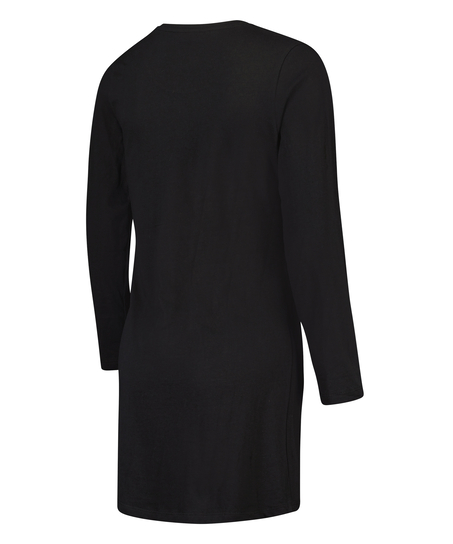 Maternity Long-Sleeved Nightshirt, Black
