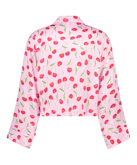 Twill Long-sleeved Pyjama Top, Pink