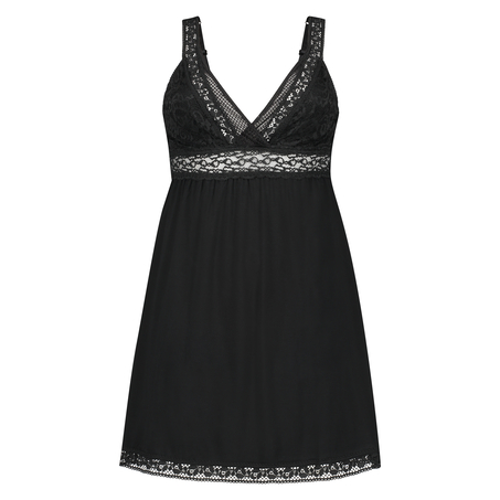 Graphic Lace slipdress, Black