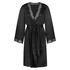 Silk lace trim kimono, Black