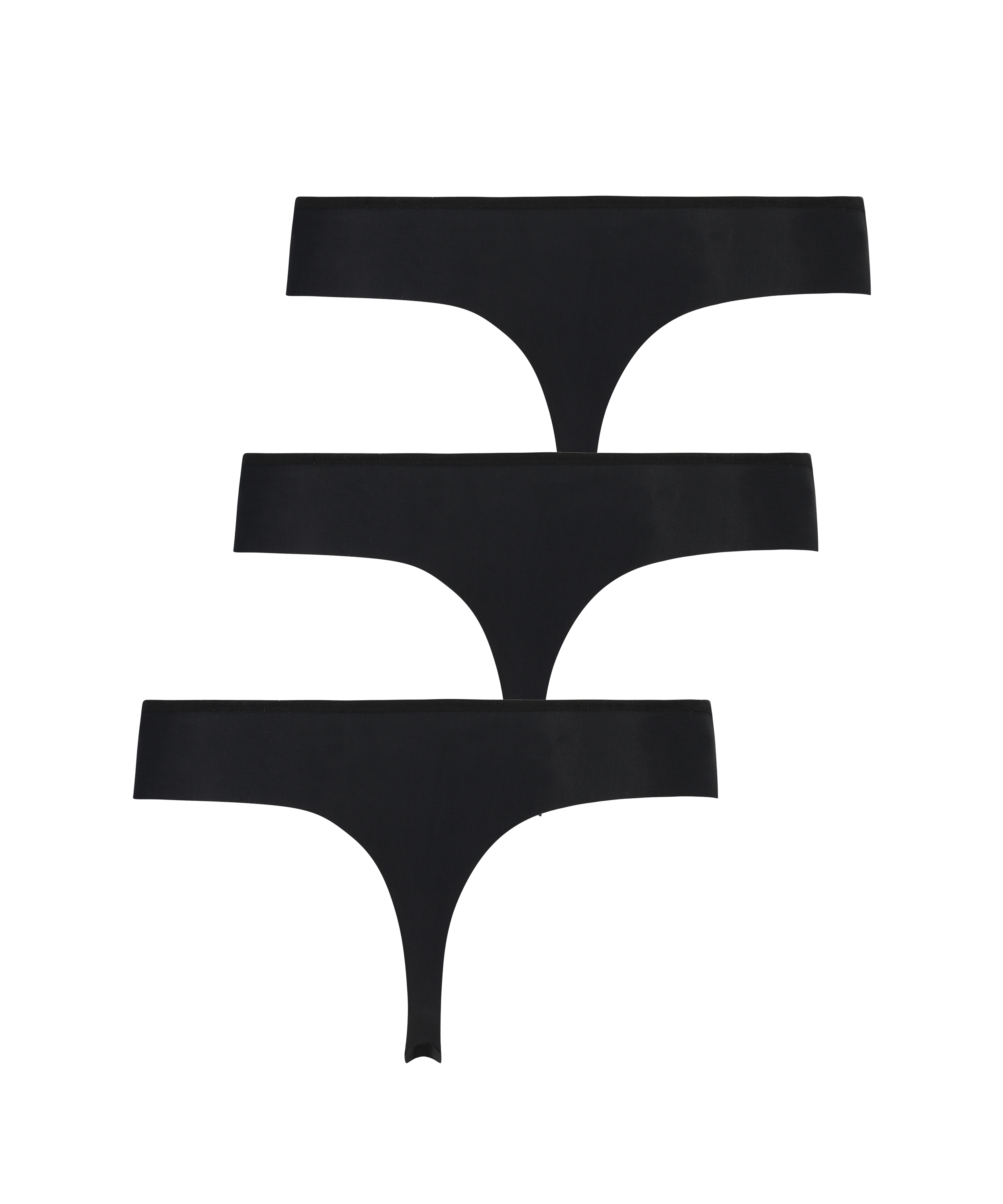 3-Pack Invisible Thong, Black, main