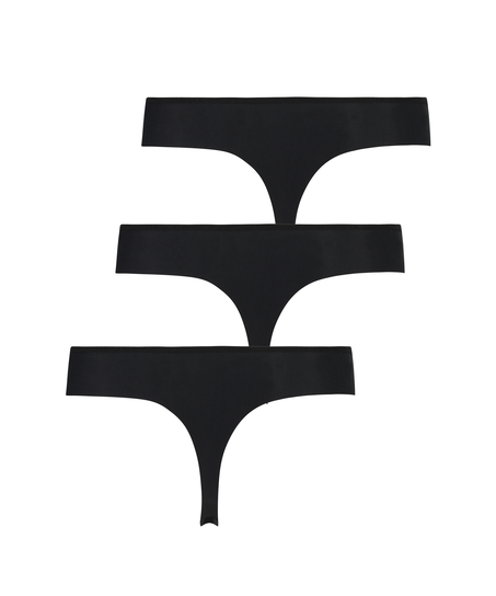 3-Pack Invisible Thong, Black