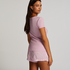 Rib Short-Sleeved Top, Pink