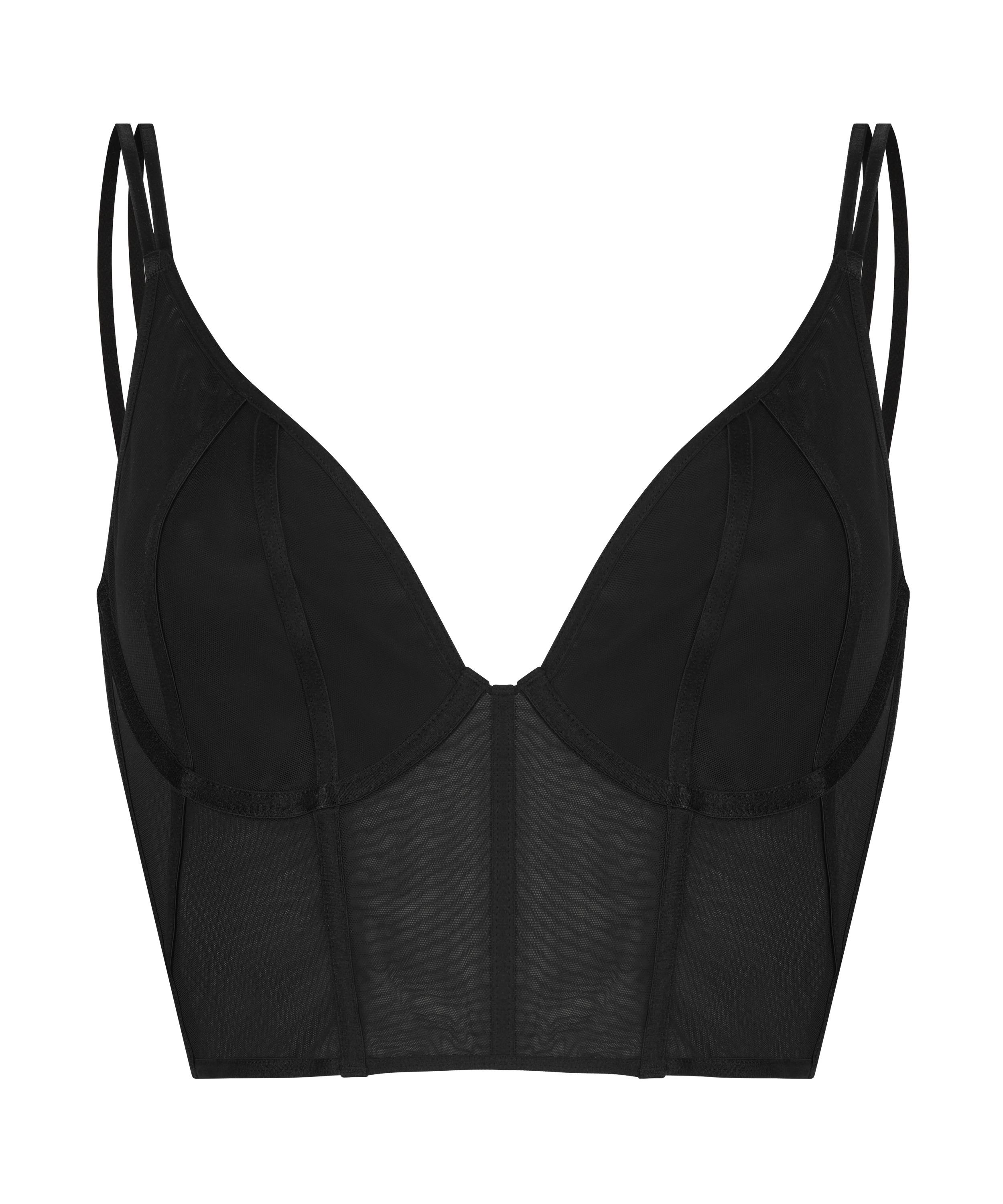 Boujee Non-Padded Longline Underwired Bra, Black, main