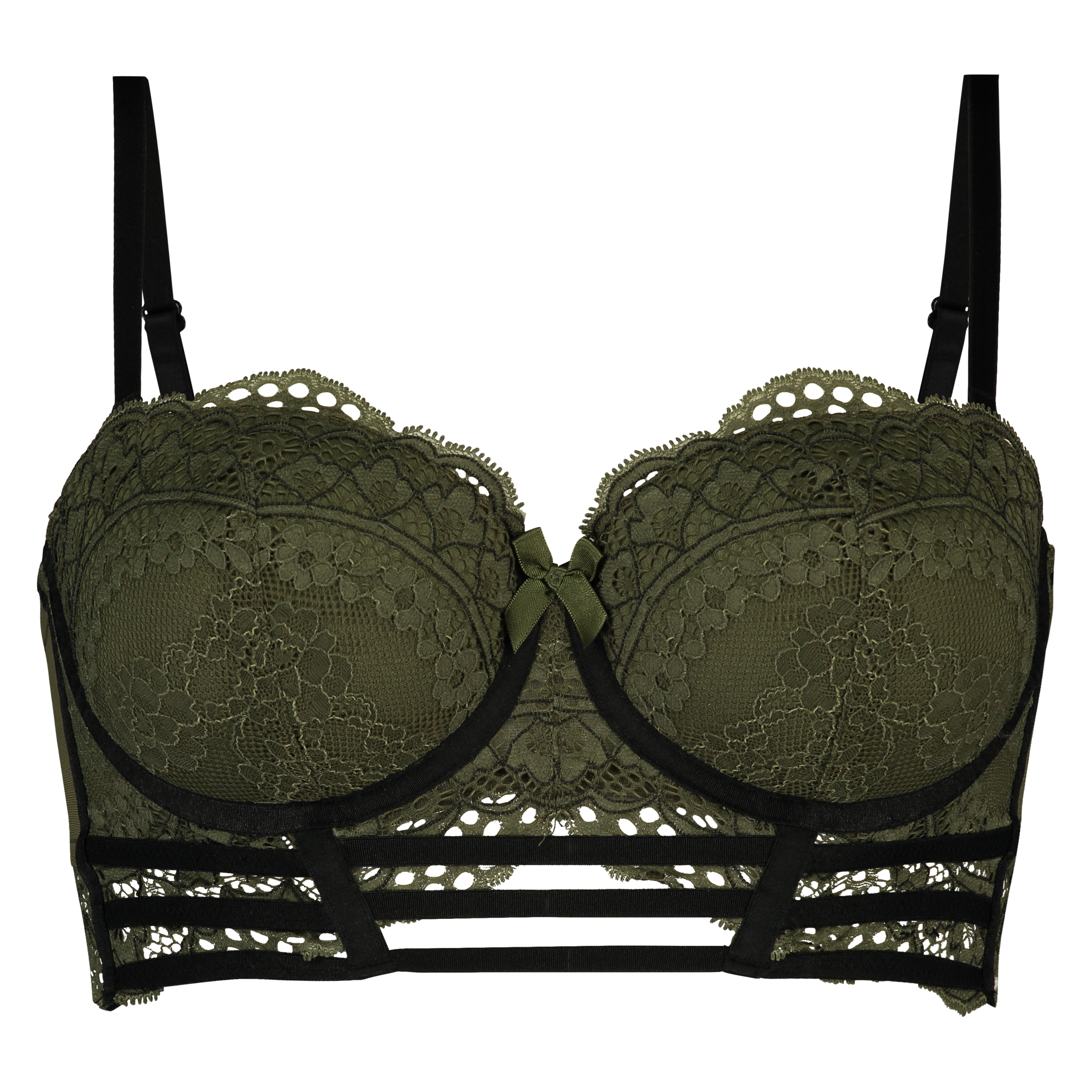 Xiomara Padded Longline Underwired Bra, Green, main