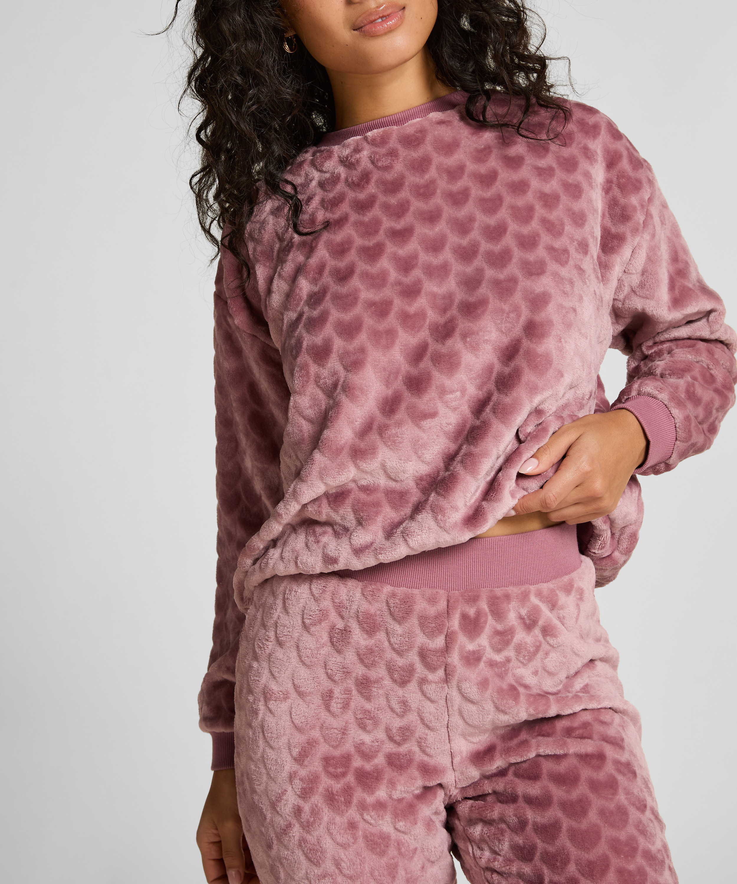 Pyjamaset Fleece Heart, Purple, main