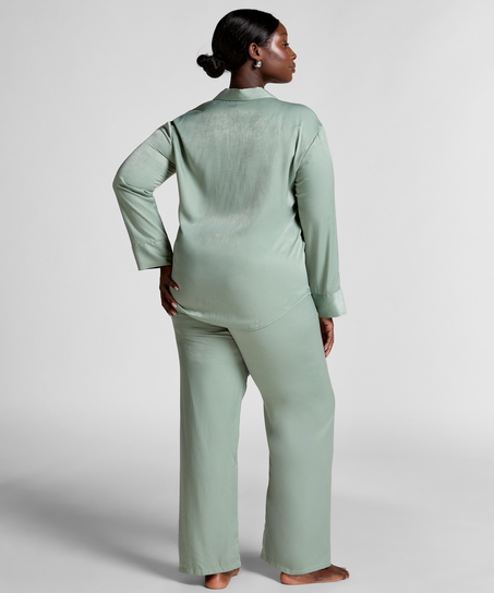 Ayla Satin Long-Sleeved Jacket, Green