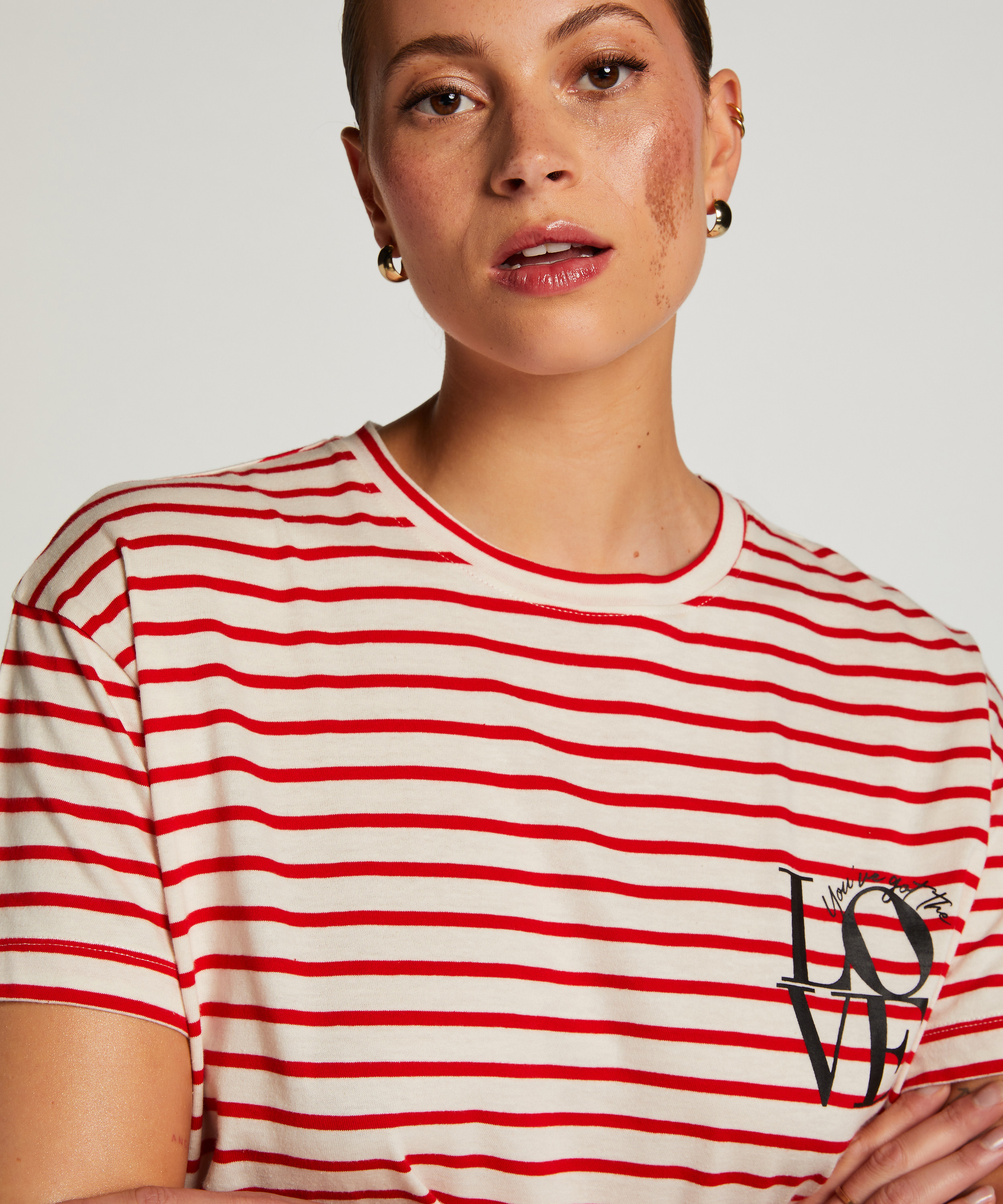 Round Neck Nightshirt, Red, main