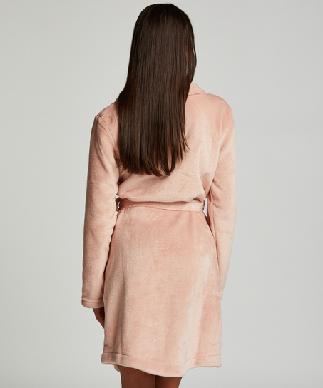 Zip Fleece Bathrobe, Pink