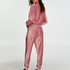 Velour Rib Jogging Pants, Pink
