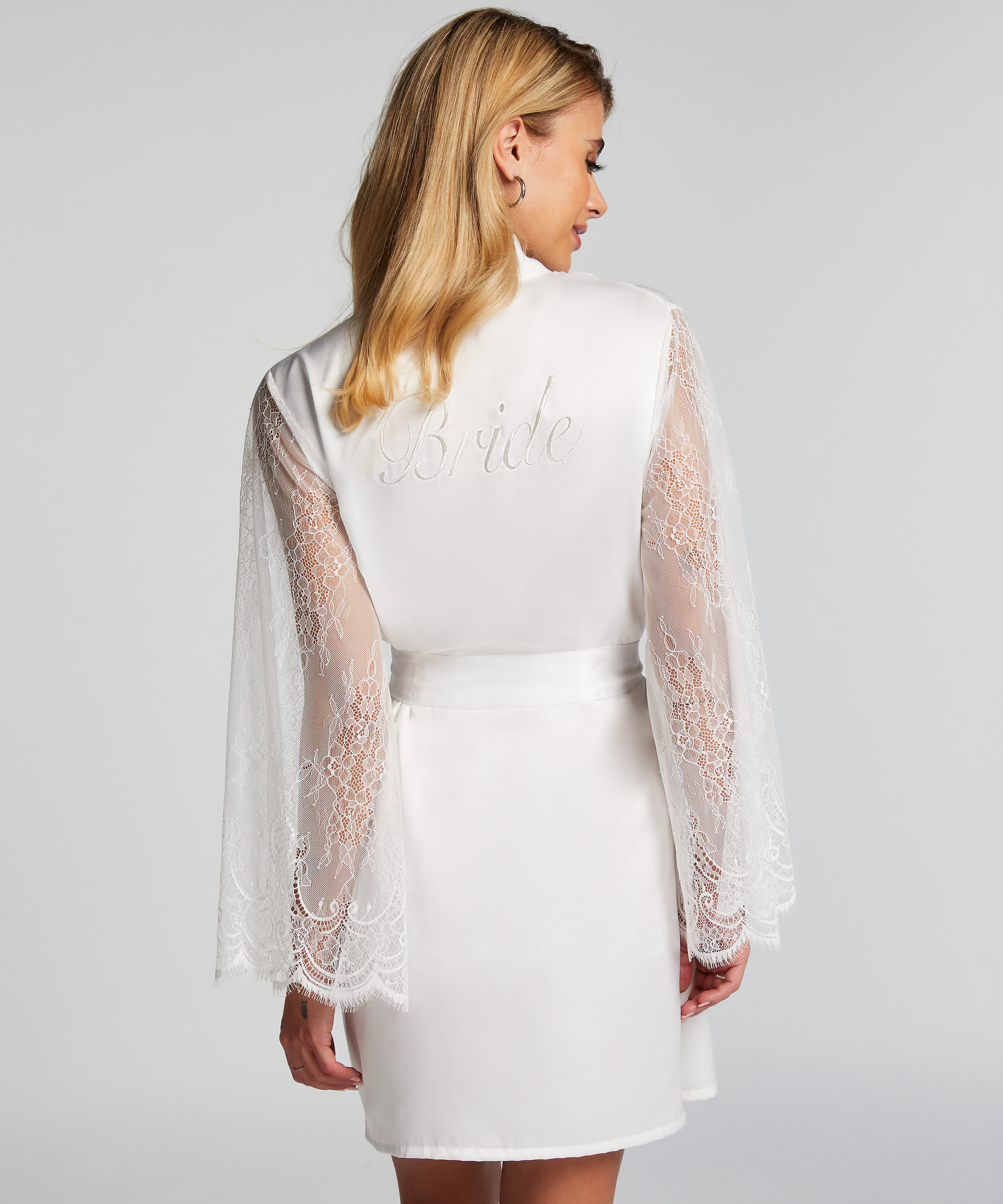 Bride Satin Kimono, White, main