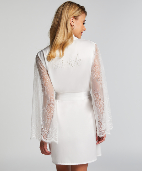 Bride Satin Kimono, White