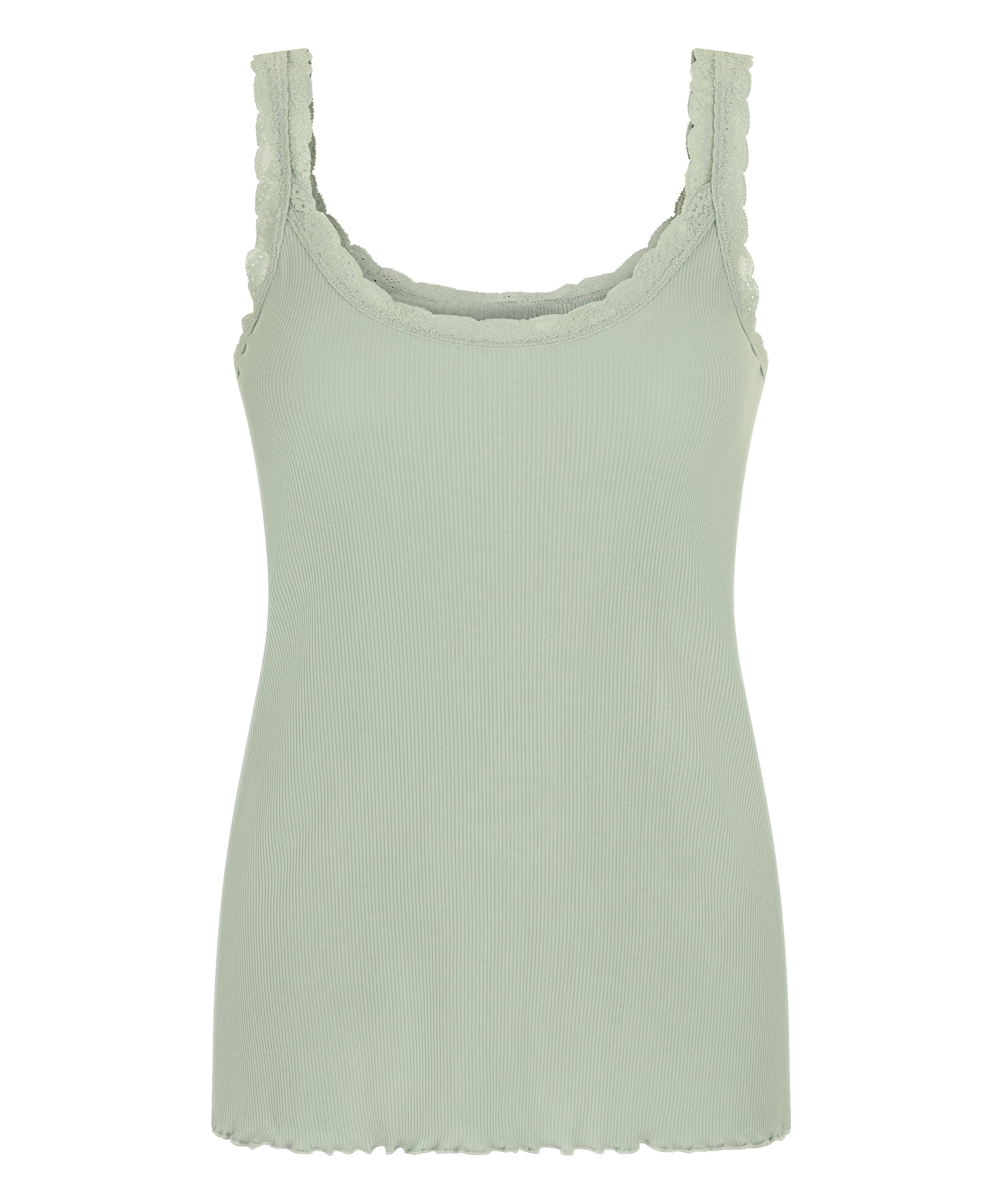 Singlet Rib Jersey Lace, Green, main