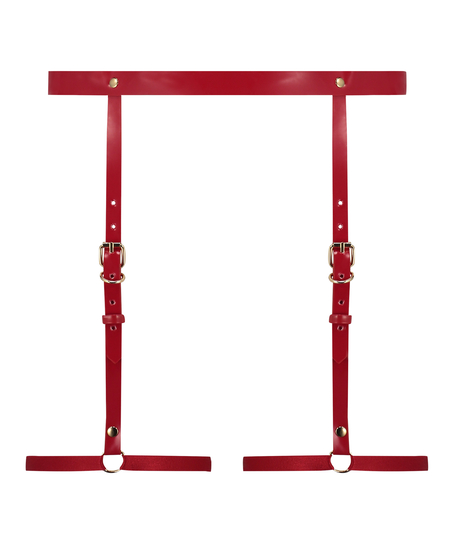 Faux Leather Suspender, Red