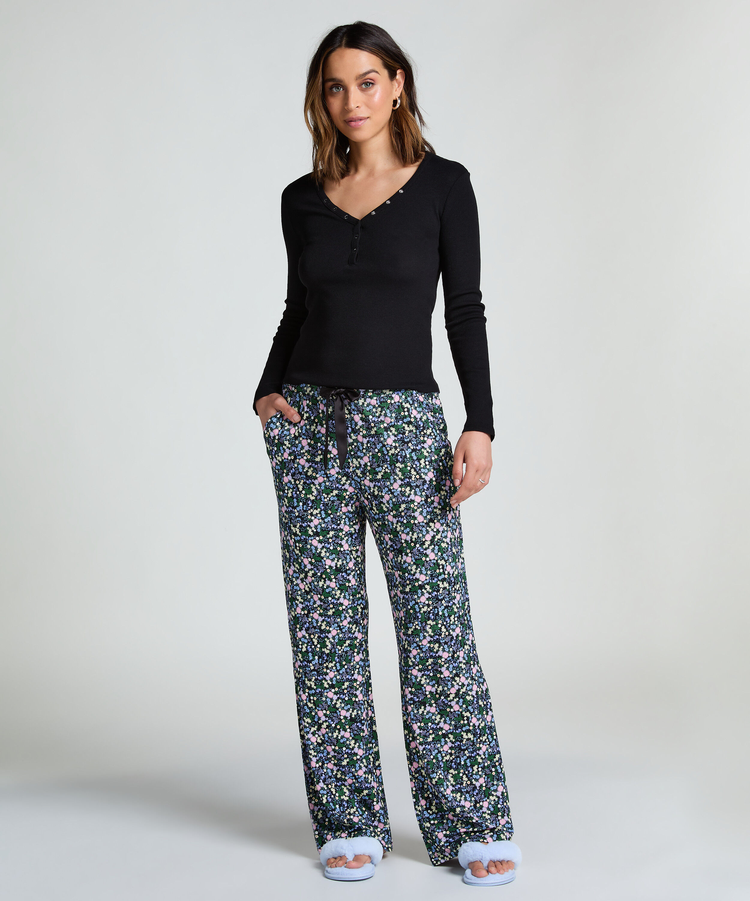 Long-Sleeved Pyjama Top, Black