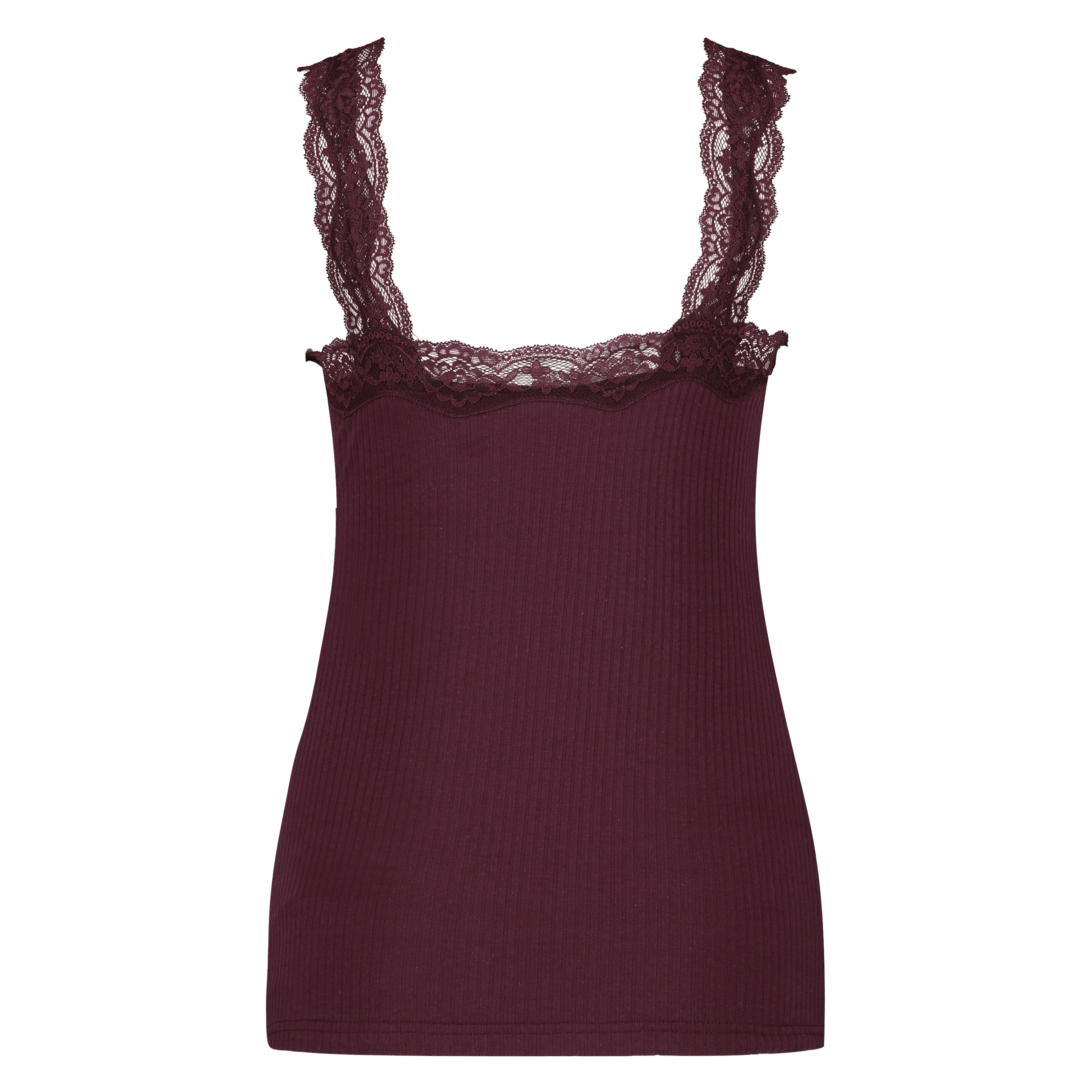 Rib lace cami top, Red, main